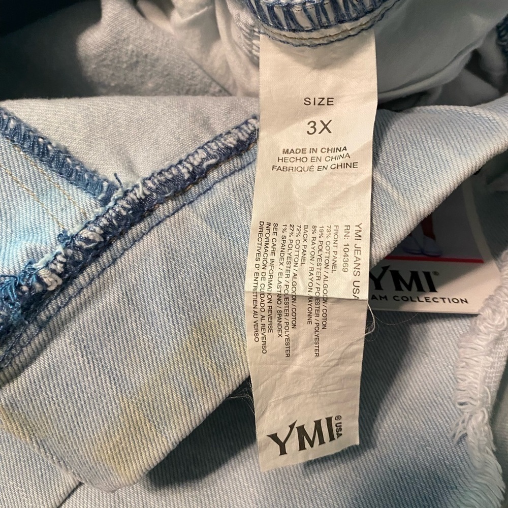YMI Womens Dream Collection High Rise Tie Waist Distressed Shorts Size 3X - Picture 7 of 13